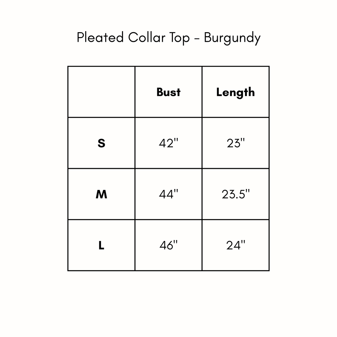 Pleated Collar Top - Burgundy