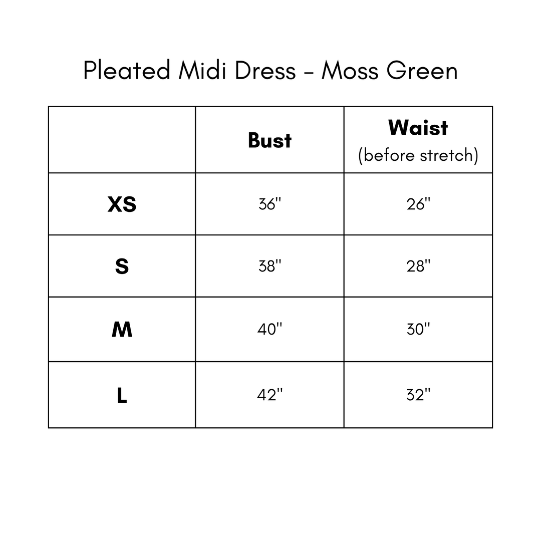 Pleated Midi Dress - Moss Gray