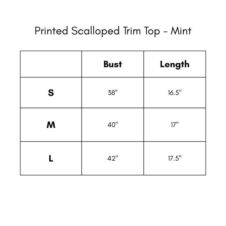 Printed Scalloped Trim Top - Mint