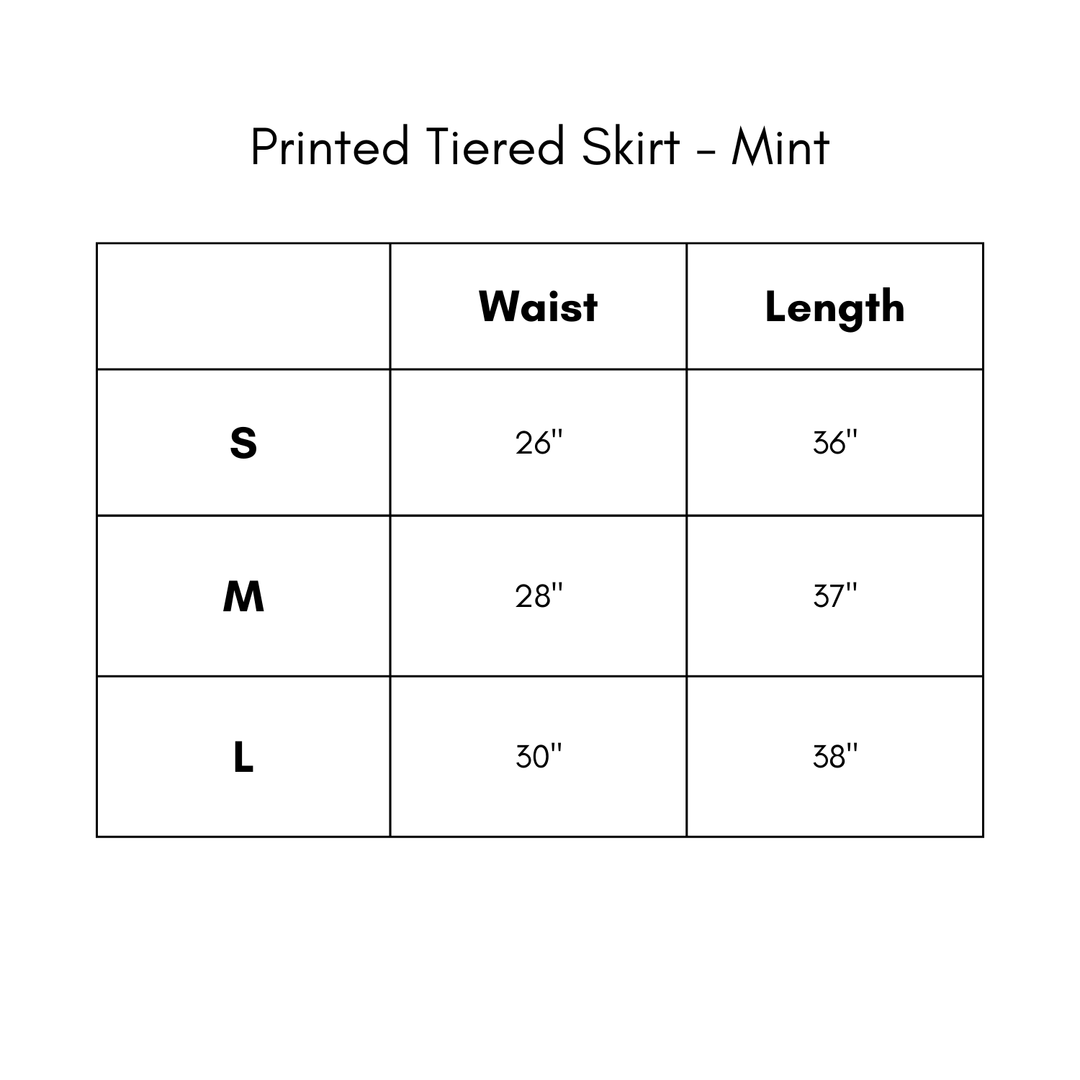 Printed Tiered Skirt - Mint