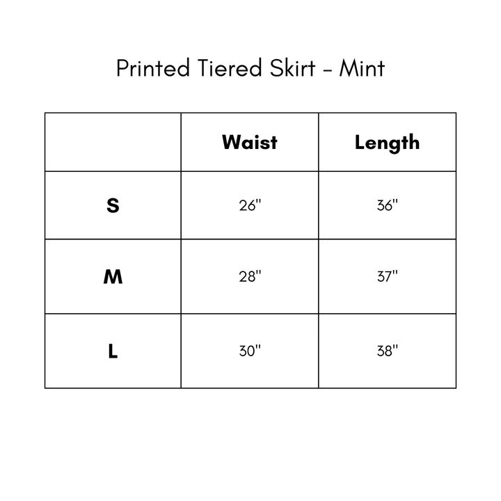 Printed Tiered Skirt - Mint