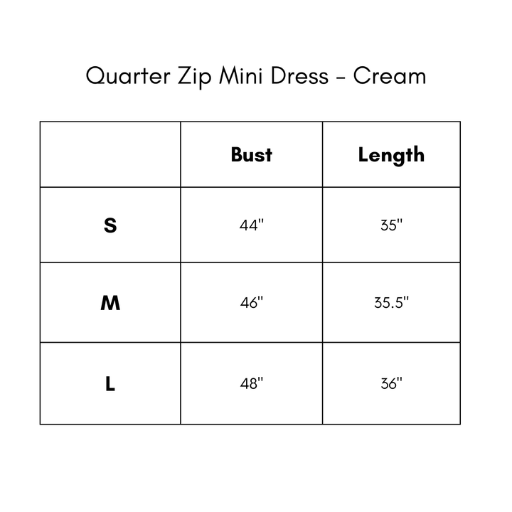Quarter Zip Mini Dress - Cream