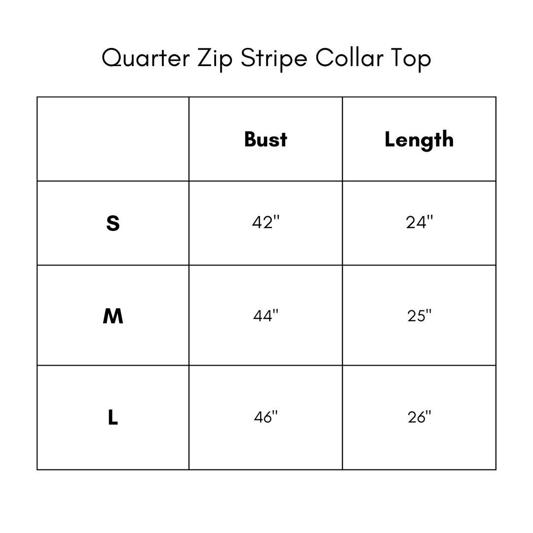 Quarter Zip Stripe Collar Top - Green