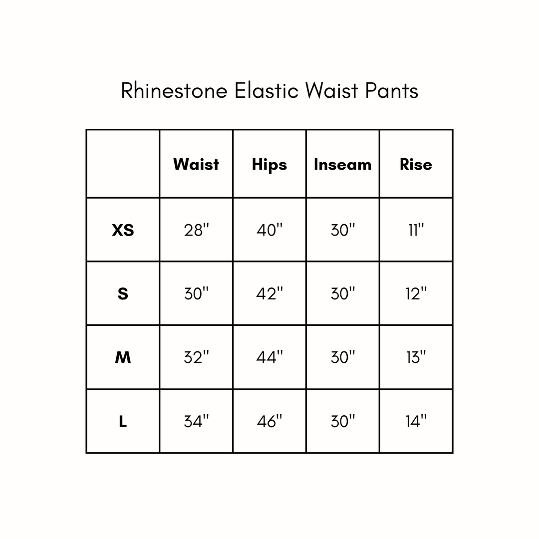 Rhinestone Elastic Waist Pants - Chai