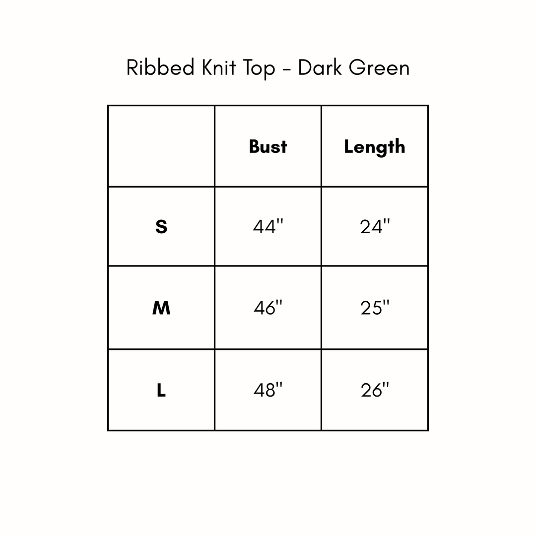 Ribbed Knit Top - Dark Green