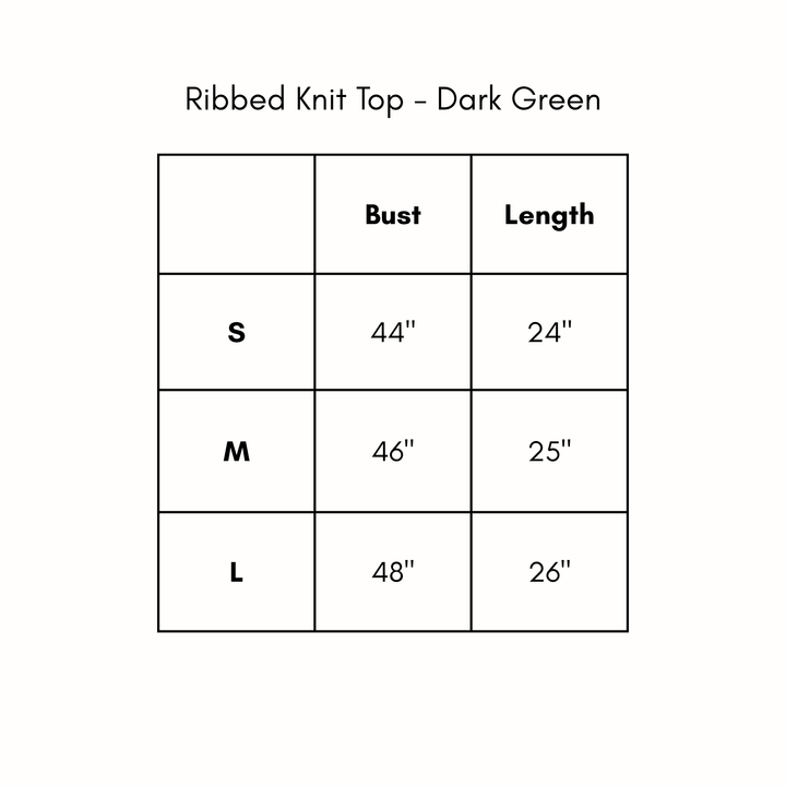 Ribbed Knit Top - Dark Green