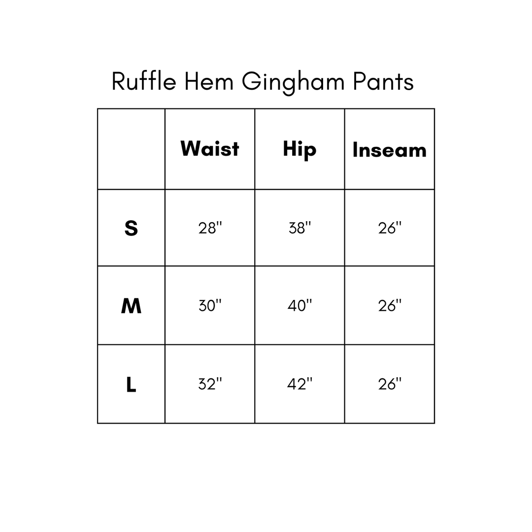 Ruffle Hem Gingham Pants - Brown
