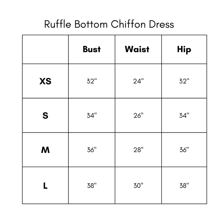 Ruffle Bottom Chiffon Dress - Black