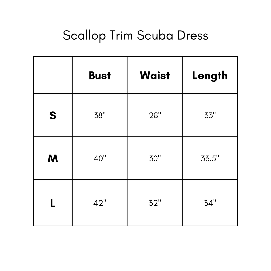 Scallop Trim Scuba Dress - Cream