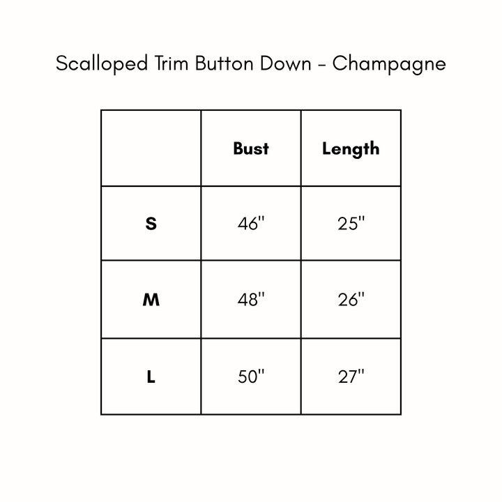 Scalloped Trim Button Down - Champagne