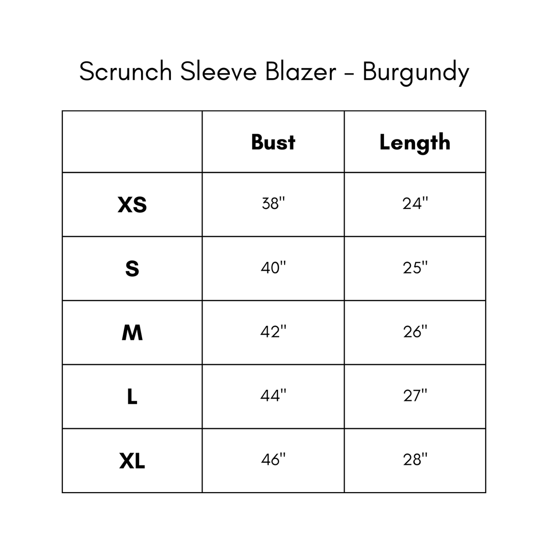 Scrunch Sleeve Blazer - Burgundy