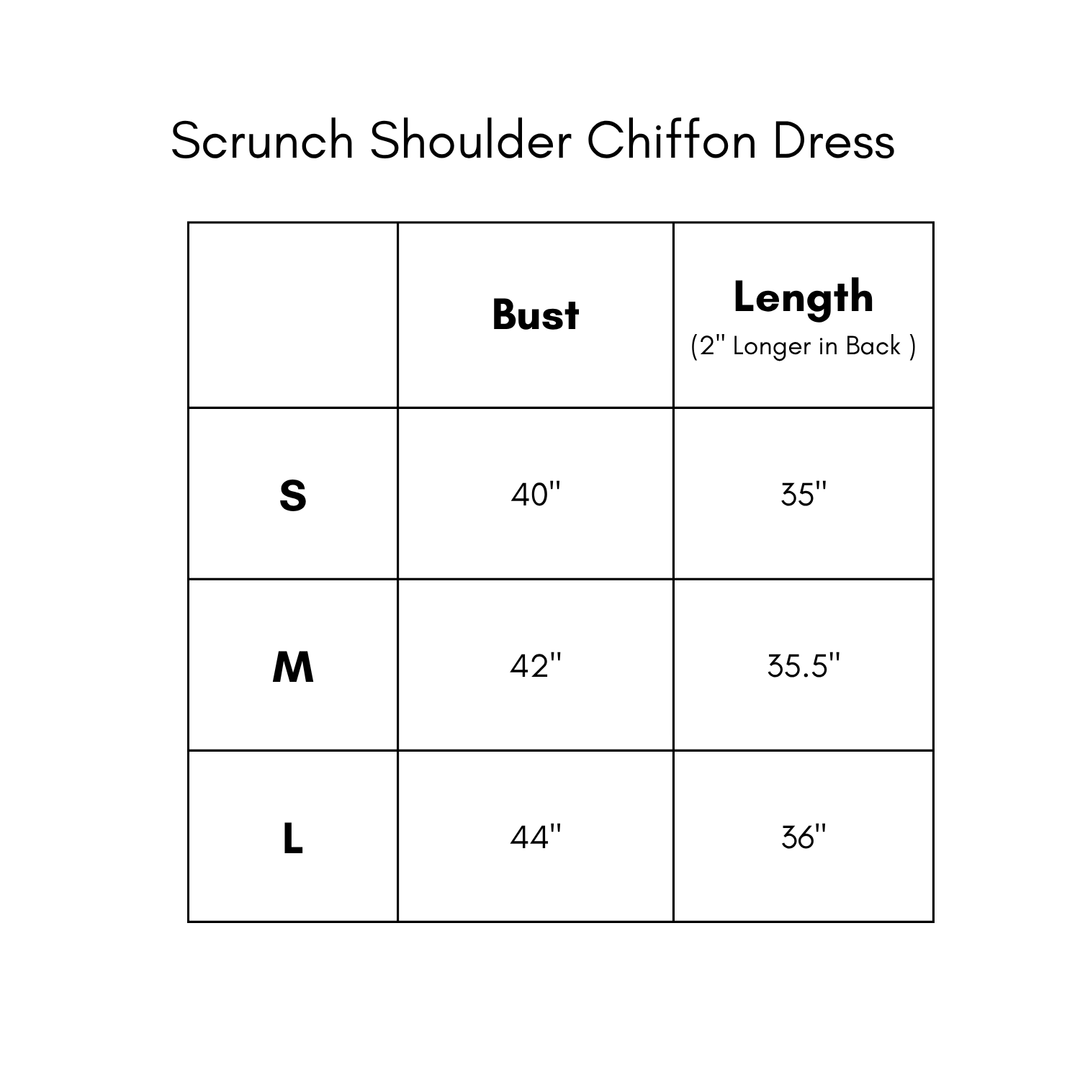 Scrunch Shoulder Chiffon Dress - Blue