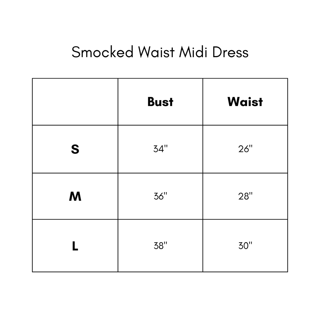 Smocked Waist Midi Dress - White