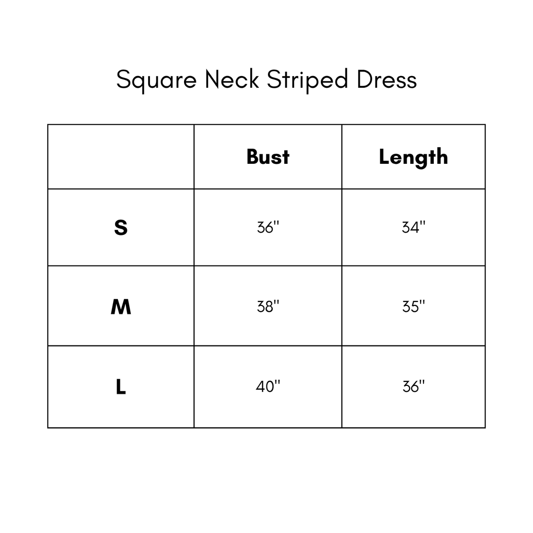 Square Neck Striped Dress - Brown