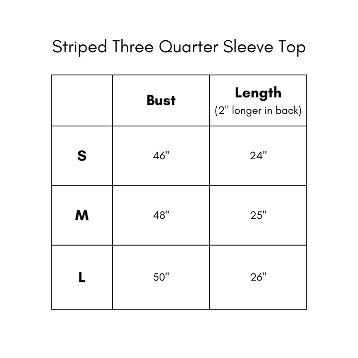 Striped Three Quarter Sleeve Top - Yellow