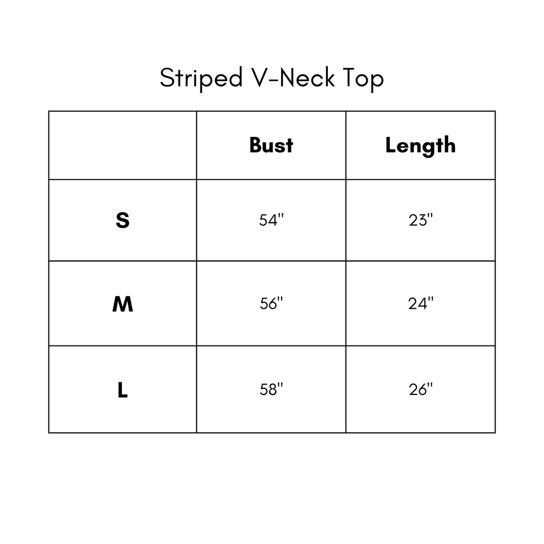 Striped V Neck Top - Navy