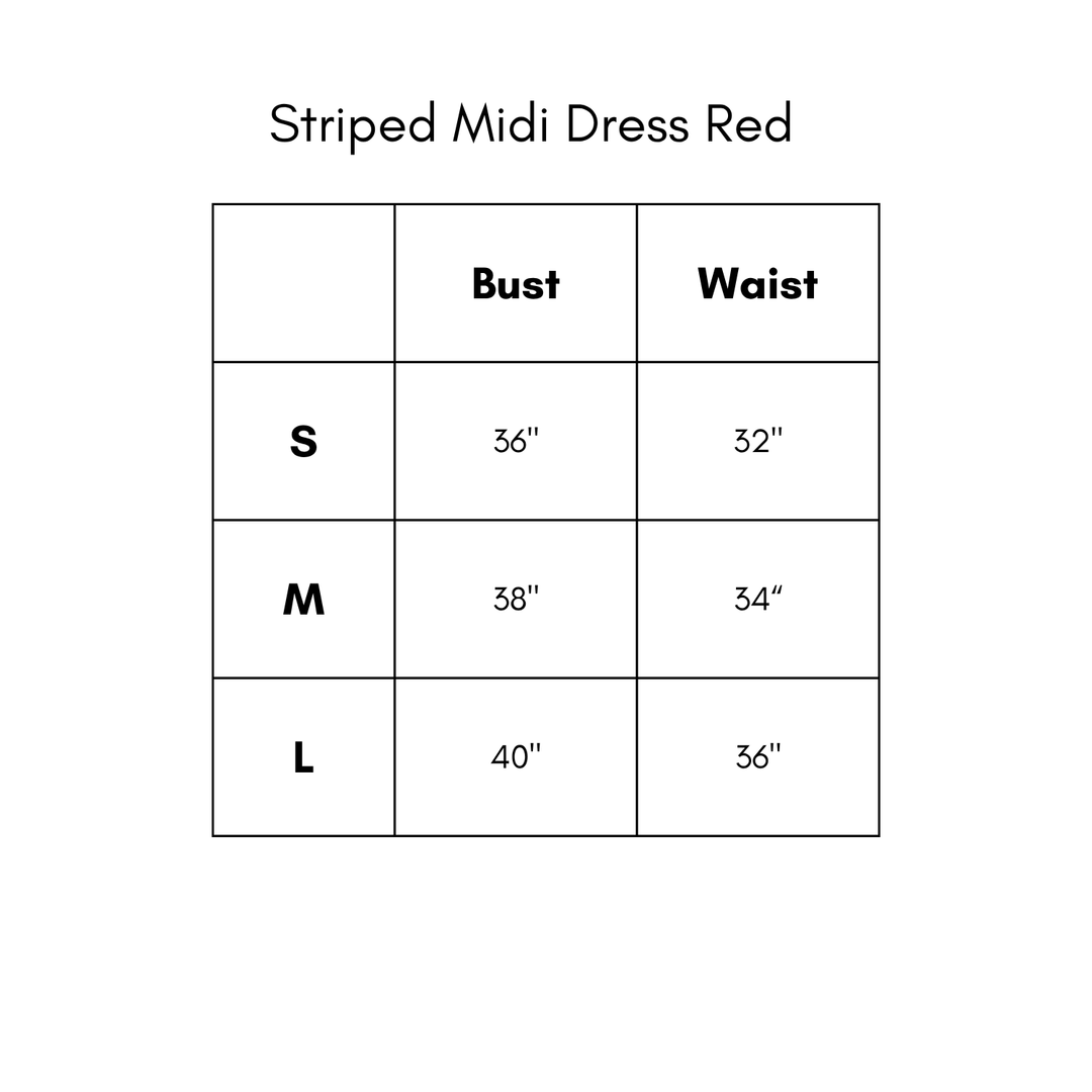 Striped Midi Dress - Red
