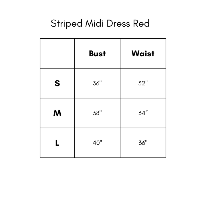 Striped Midi Dress - Red