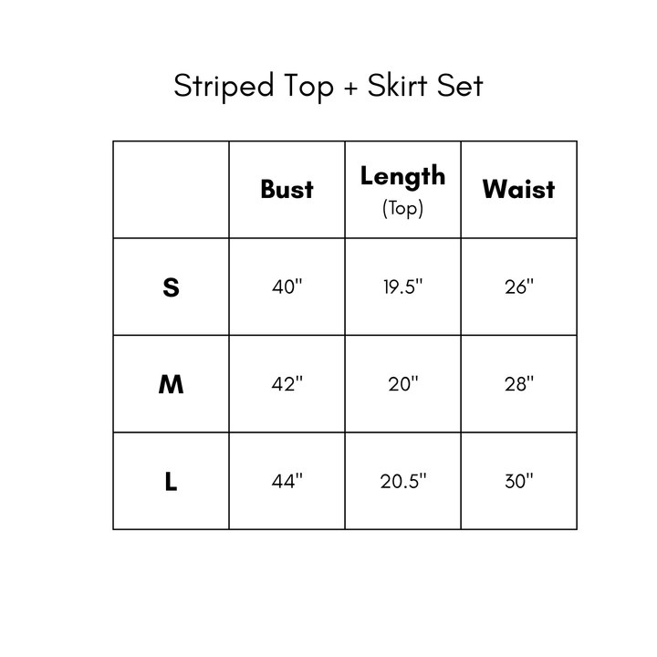 Striped Top + Skirt Set - Off White/Black