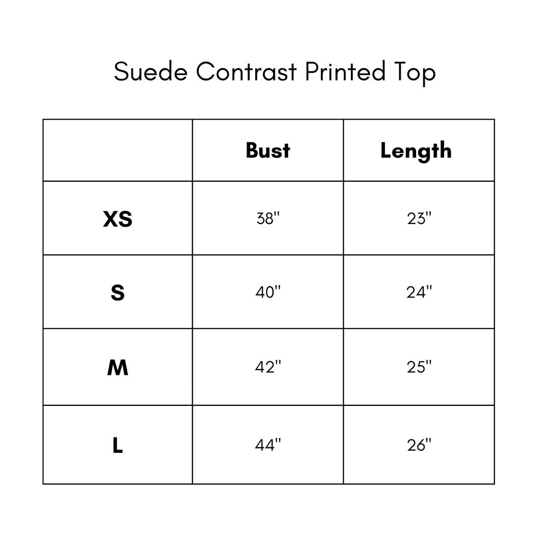 Suede Contrast Printed Top