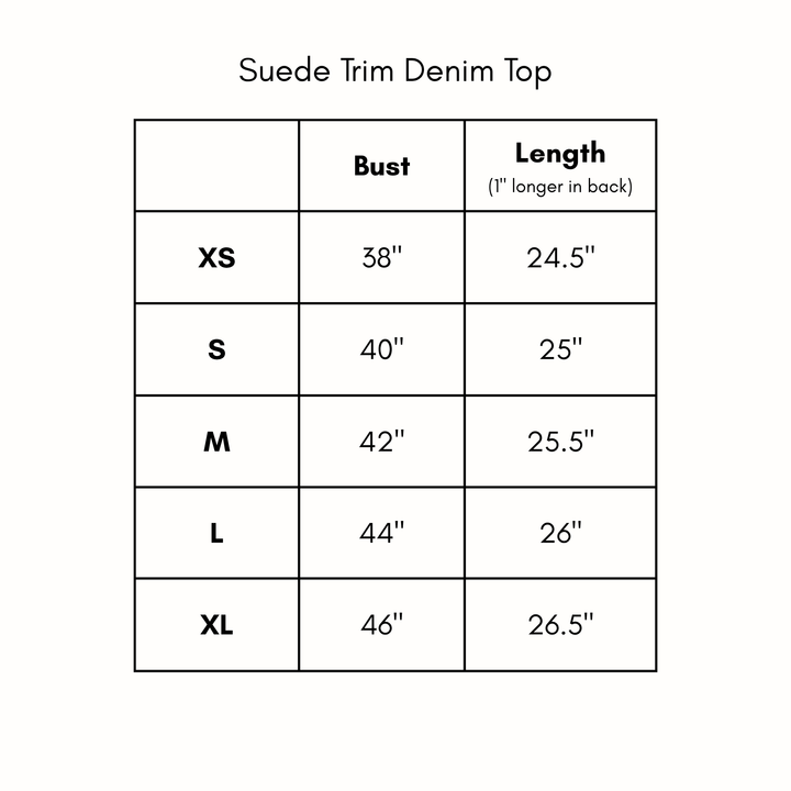 Suede Trim Denim Top