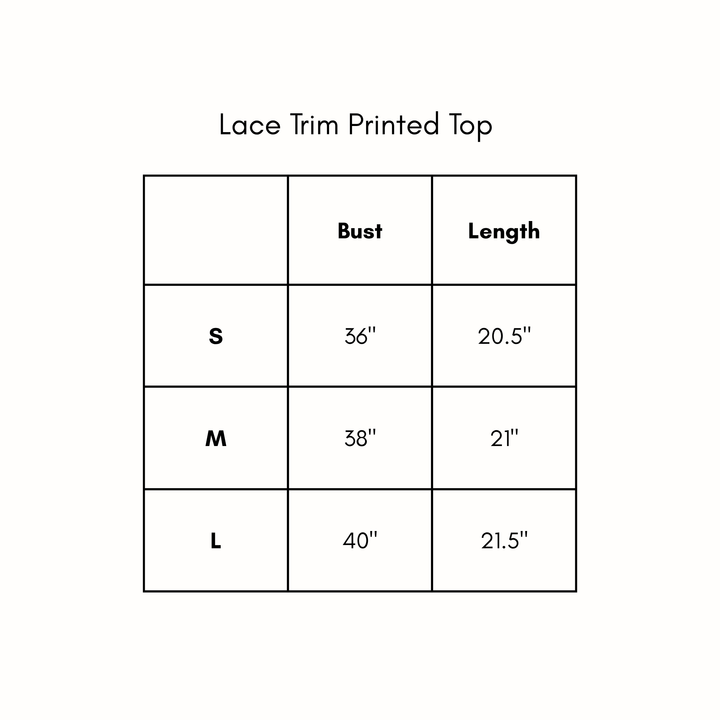 Lace Trim Printed Top