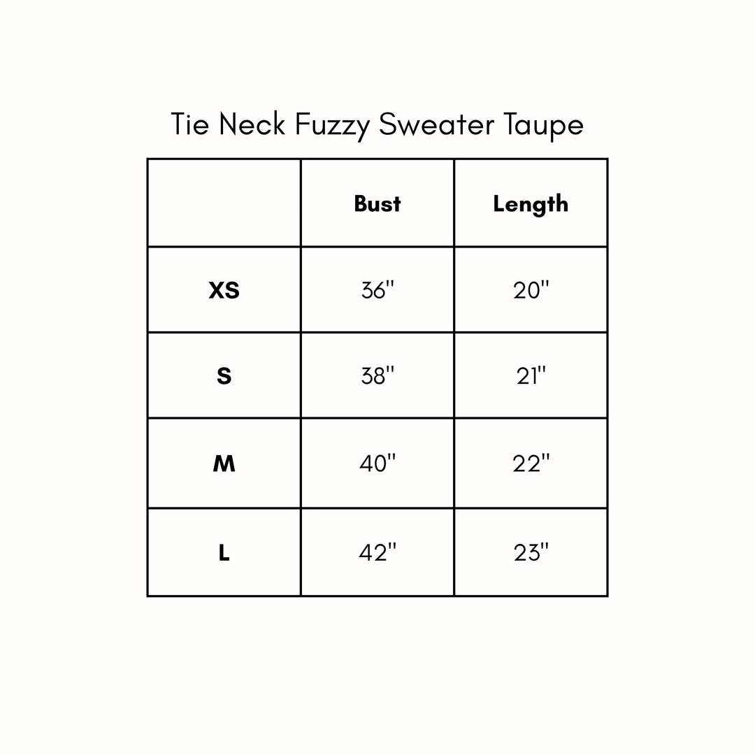 Tie Neck Fuzzy Sweater - Taupe