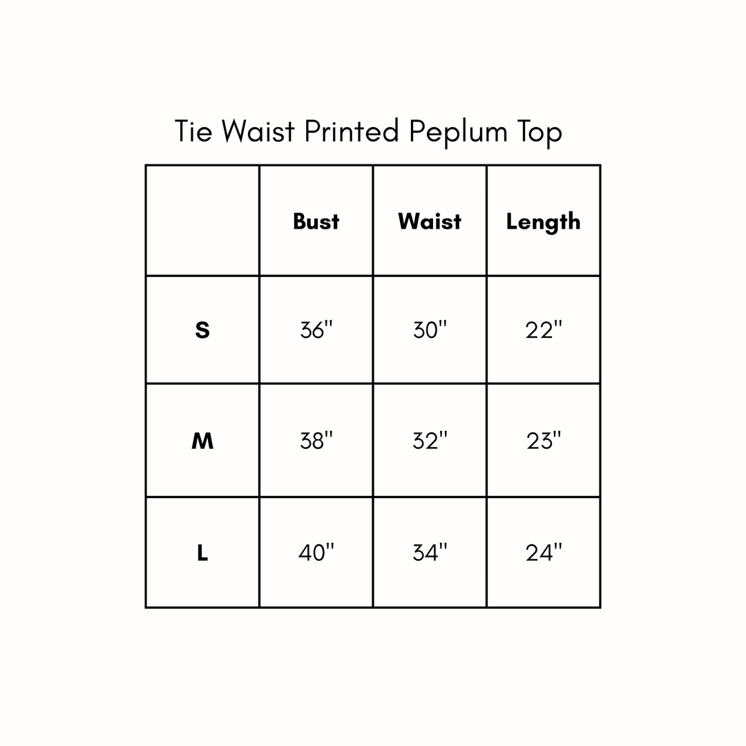 Tie Waist Printed Peplum Top