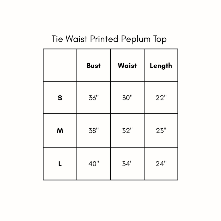 Tie Waist Printed Peplum Top