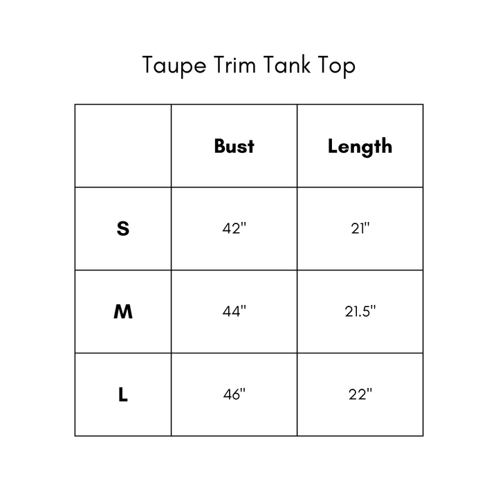 Taupe Trim Tank Top - White