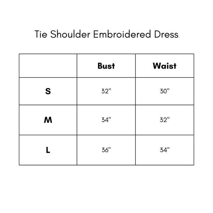 Tie Shoulder Embroidered Dress - White