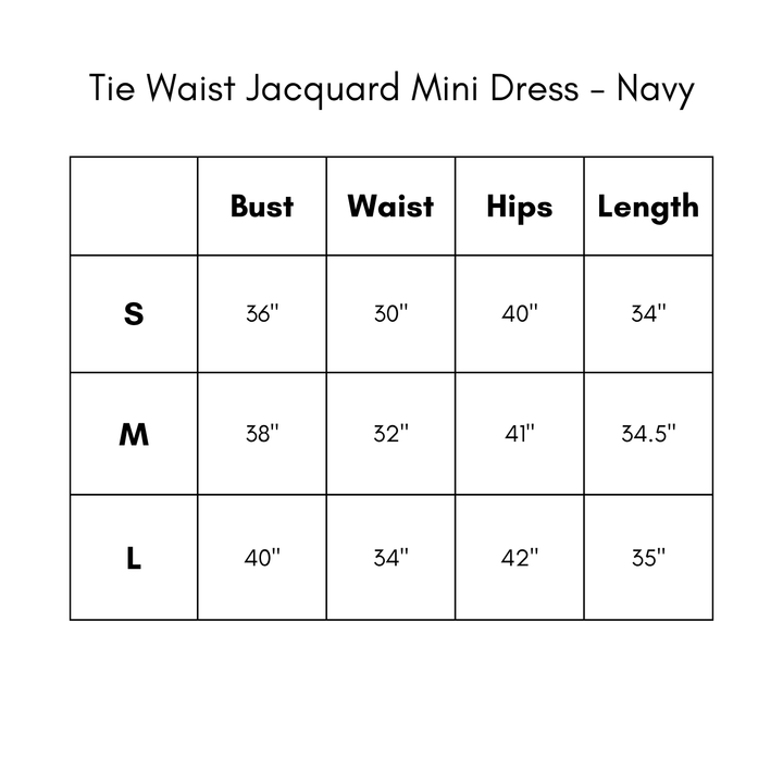 Tie Waist Jacquard Mini Dress- Navy