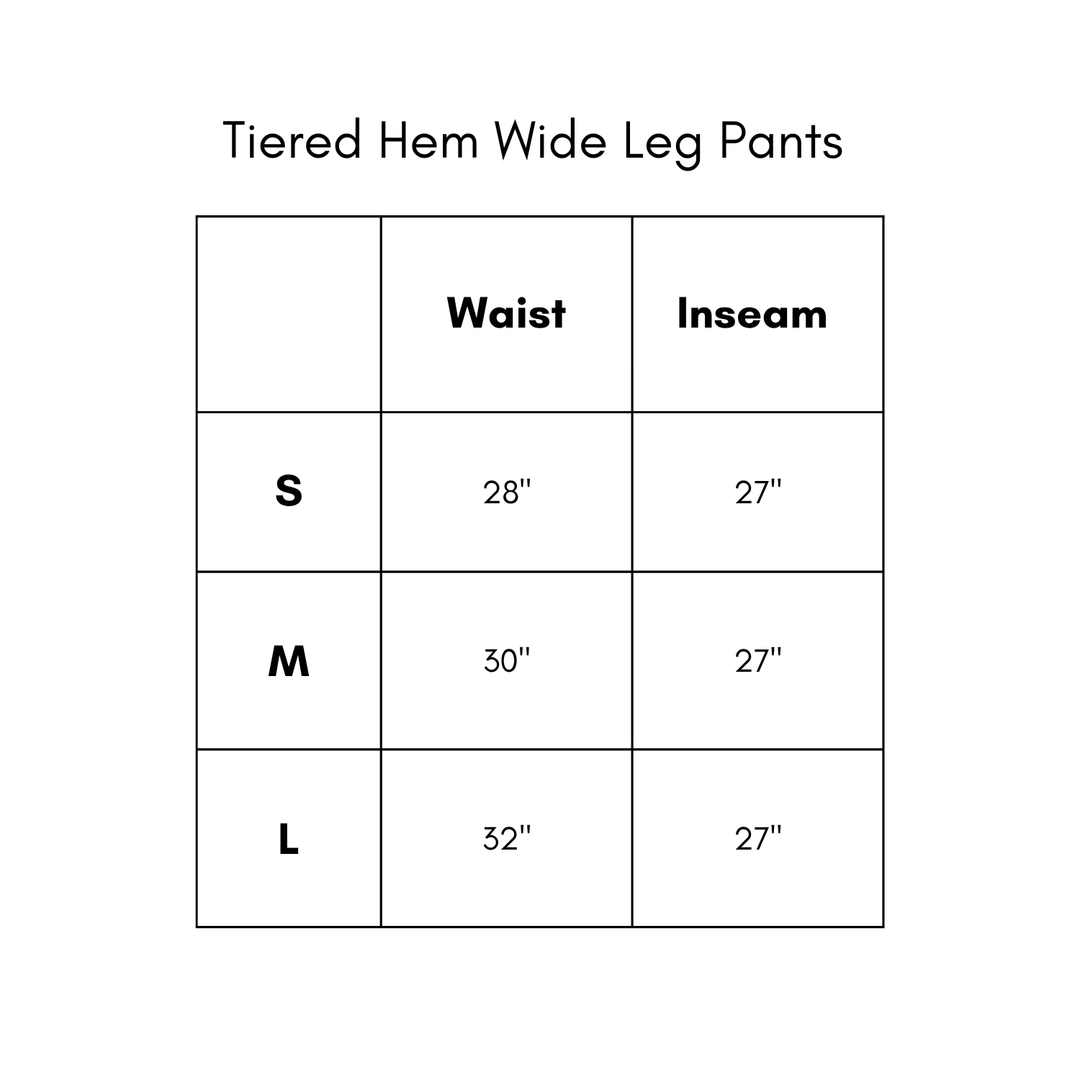 Tiered Hem Wide Leg Pants - Natural