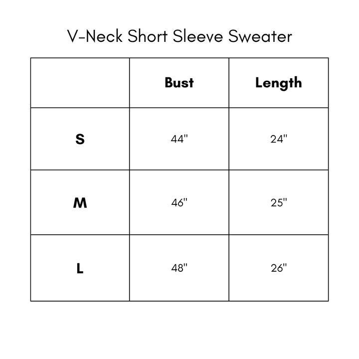 V Neck Short Sleeve Sweater - Brown