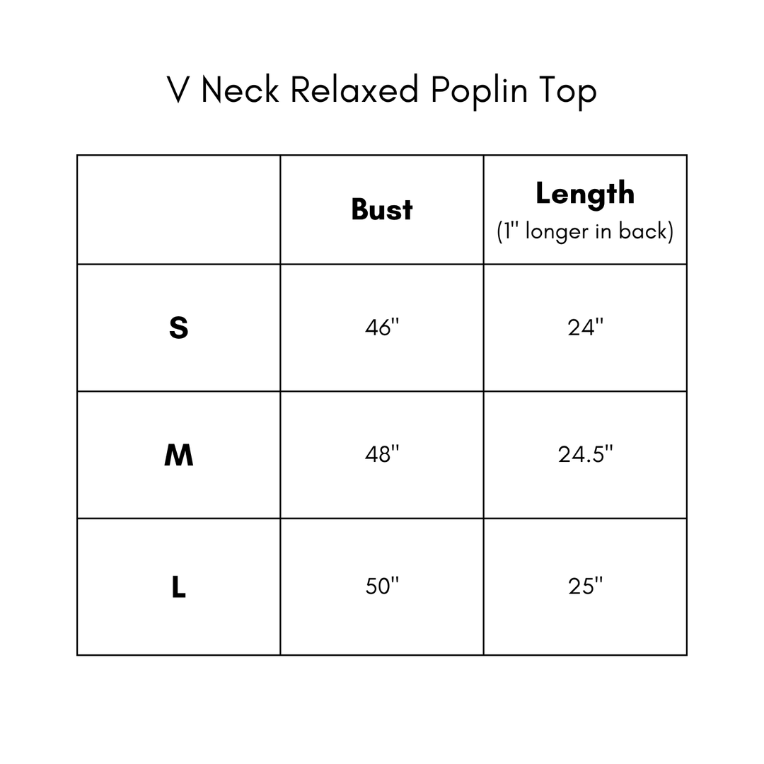 V Neck Relaxed Poplin Top - Green