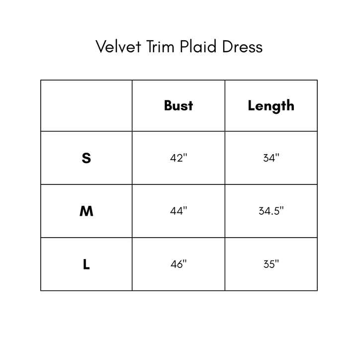 Velvet Trim Plaid Dress