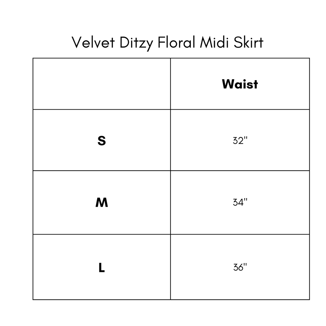 Velvet Ditsy Floral Midi Skirt - Brown