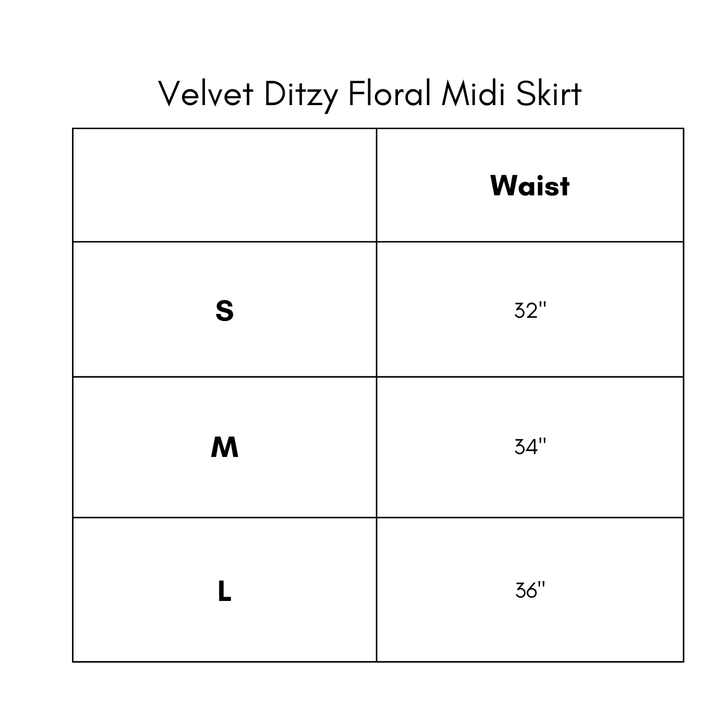 Velvet Ditsy Floral Midi Skirt - Brown