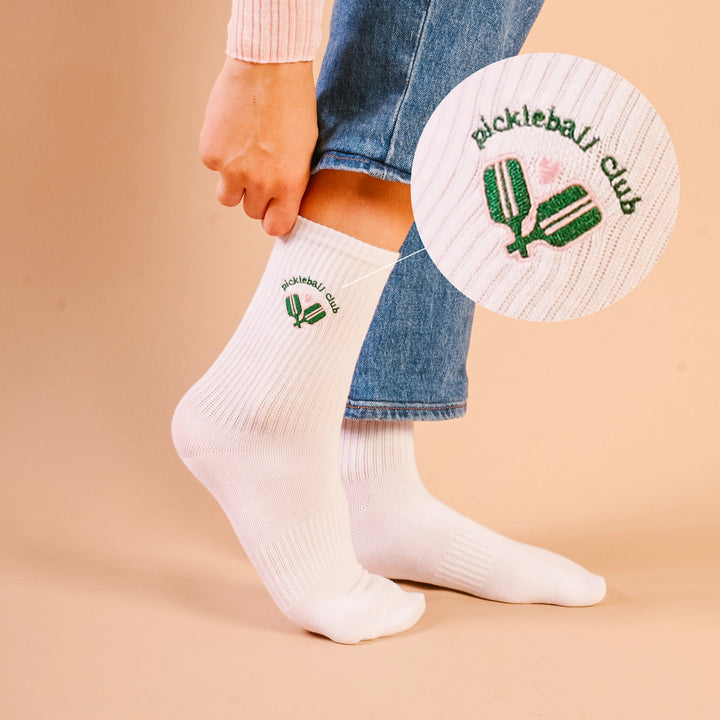 Embroidered Crew Socks - Pickleball Club
