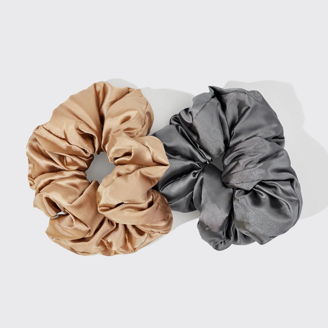 Satin Sleep Pillow Scrunchies - Gold/Charcoal