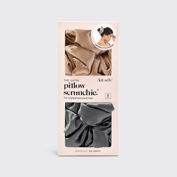 Satin Sleep Pillow Scrunchies - Gold/Charcoal