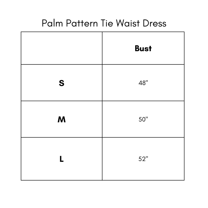 Palm Pattern Tie Waist Dress - Blue