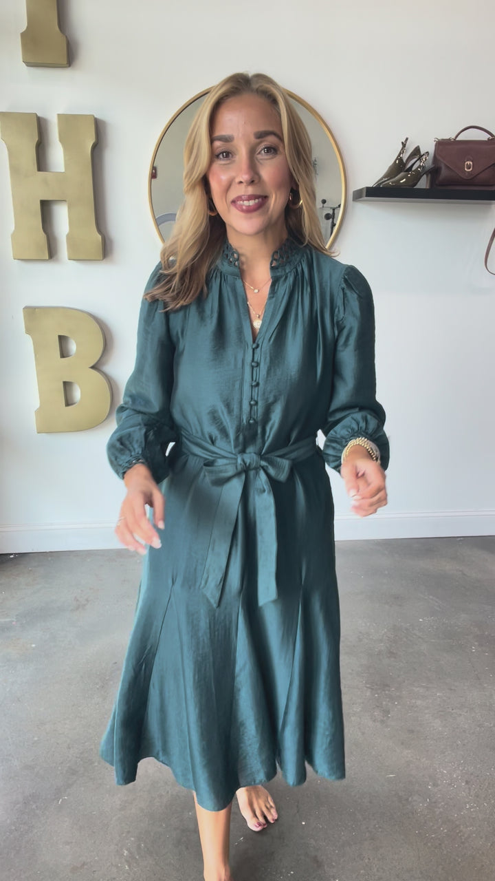 Embroidered Detail Dress - Dark Teal