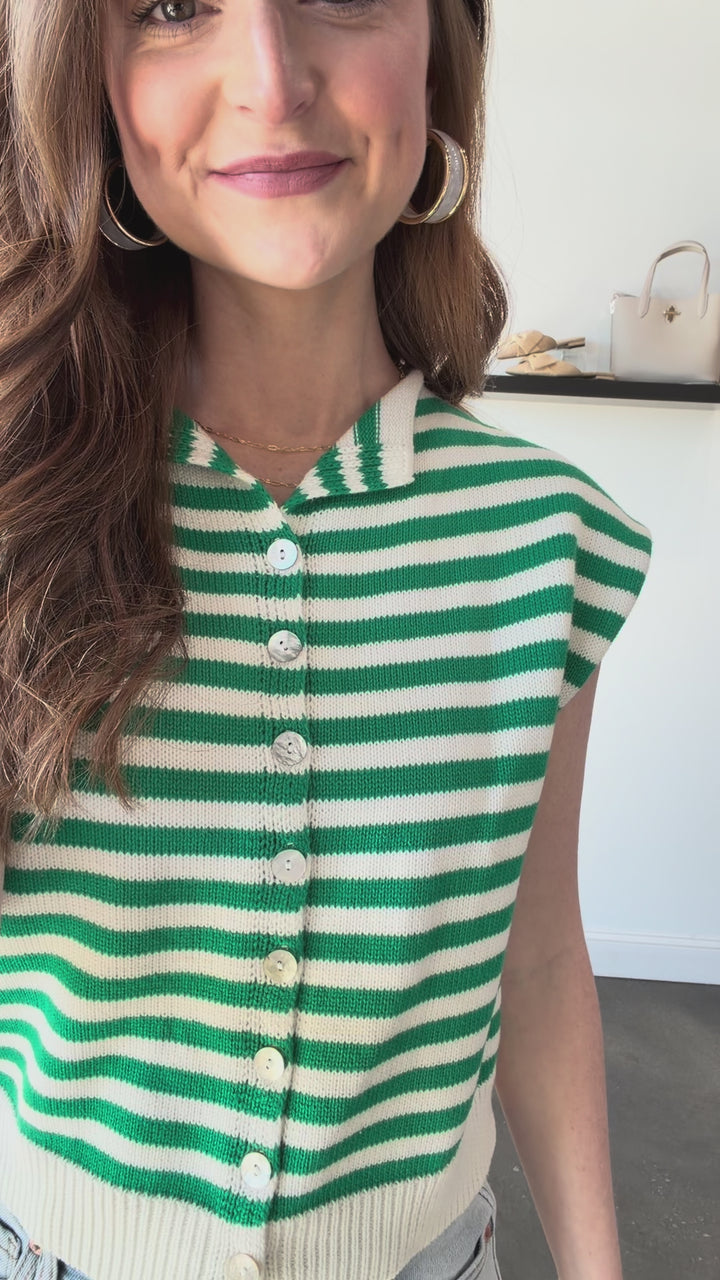 Striped Knit Top - Green