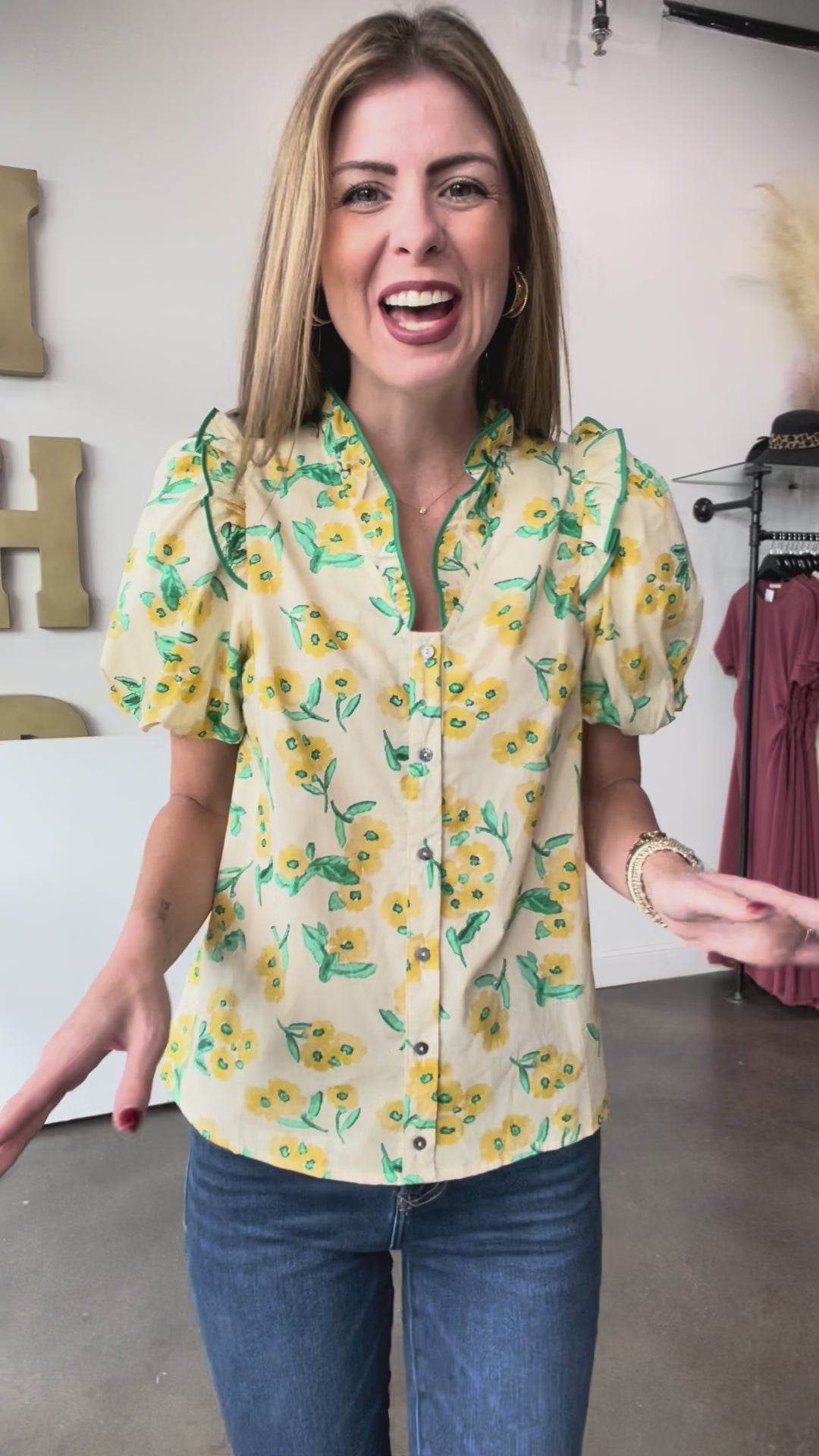 Ruffle Detail Sunflower Top - Yellow