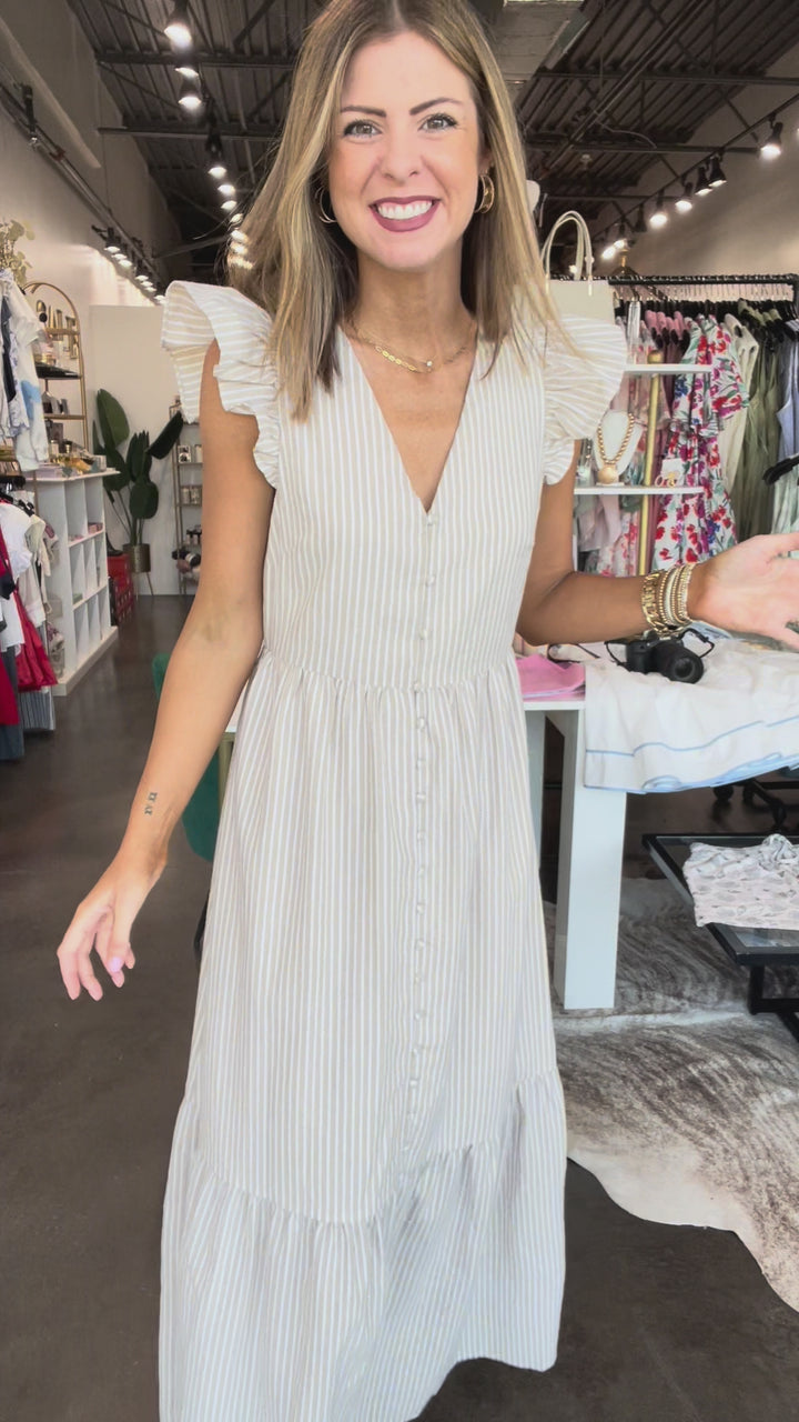 Striped Flutter Maxi Dress *RESTOCKED*