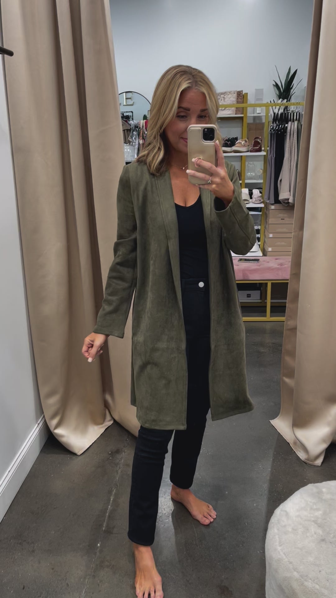 Suede Coat - Olive