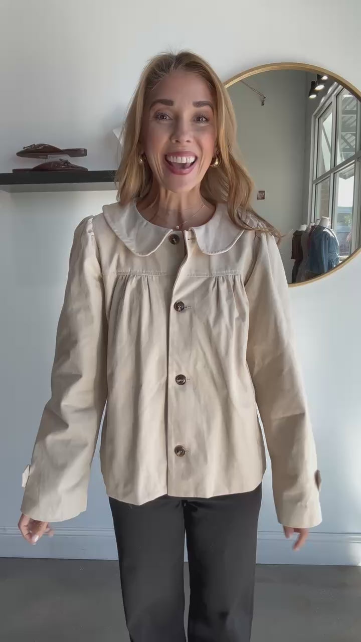 Ruched Front Jacket - Cream