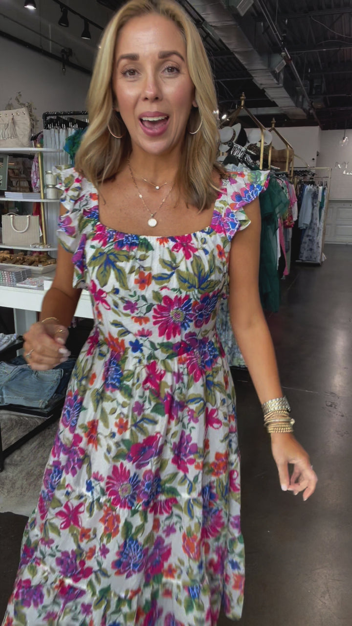 Flutter Sleeve Floral Dress