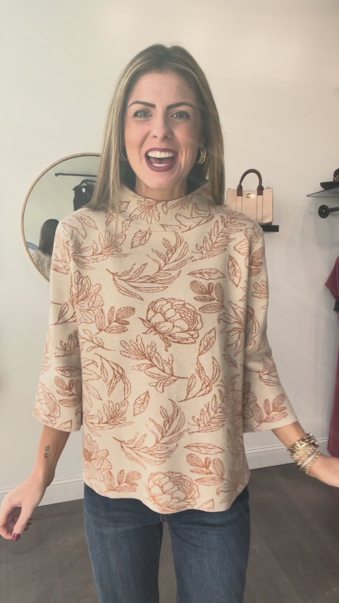 Fall Floral Sweater - Orange